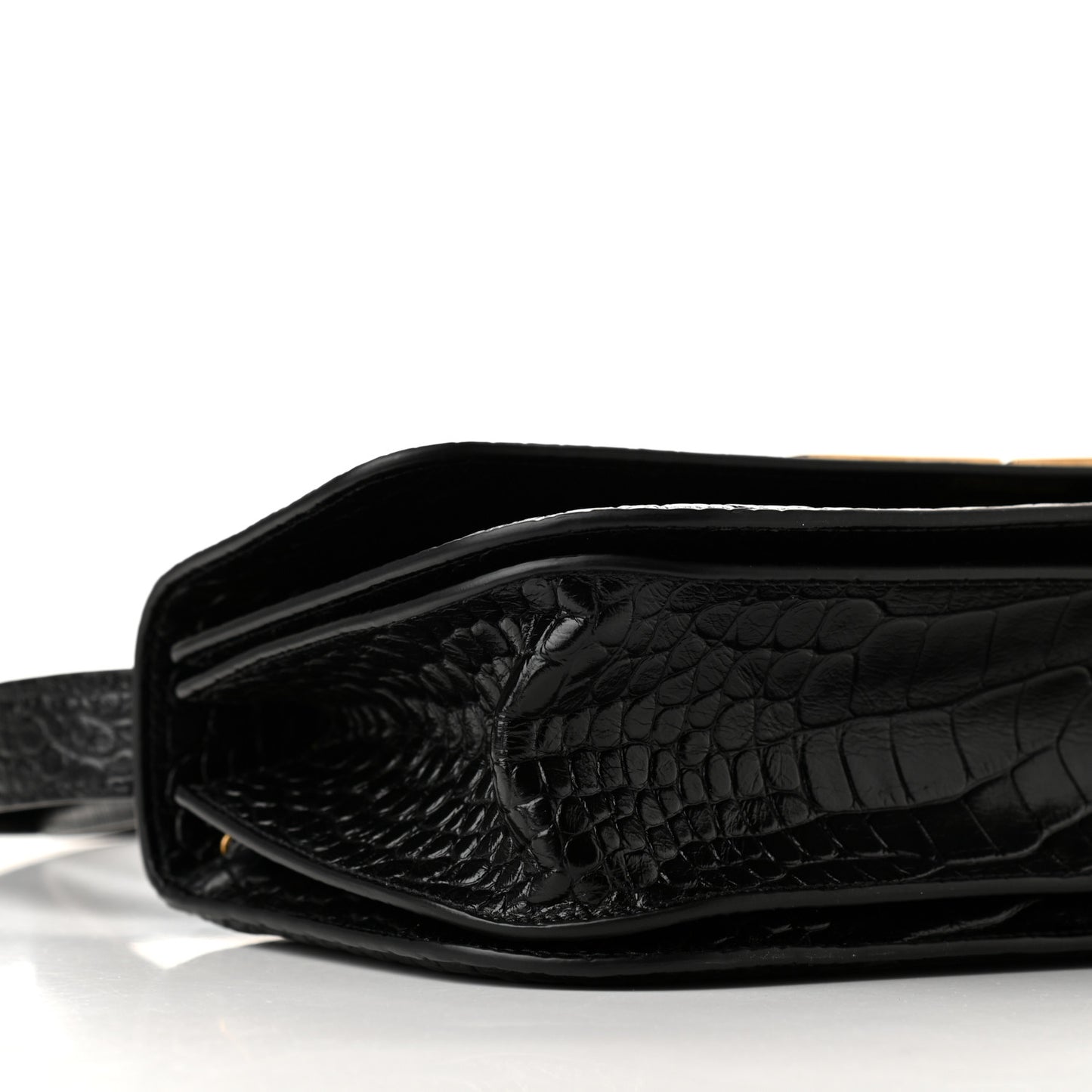 Extra Supple Calfskin Crocodile Embossed Medium Gossip Bag Black