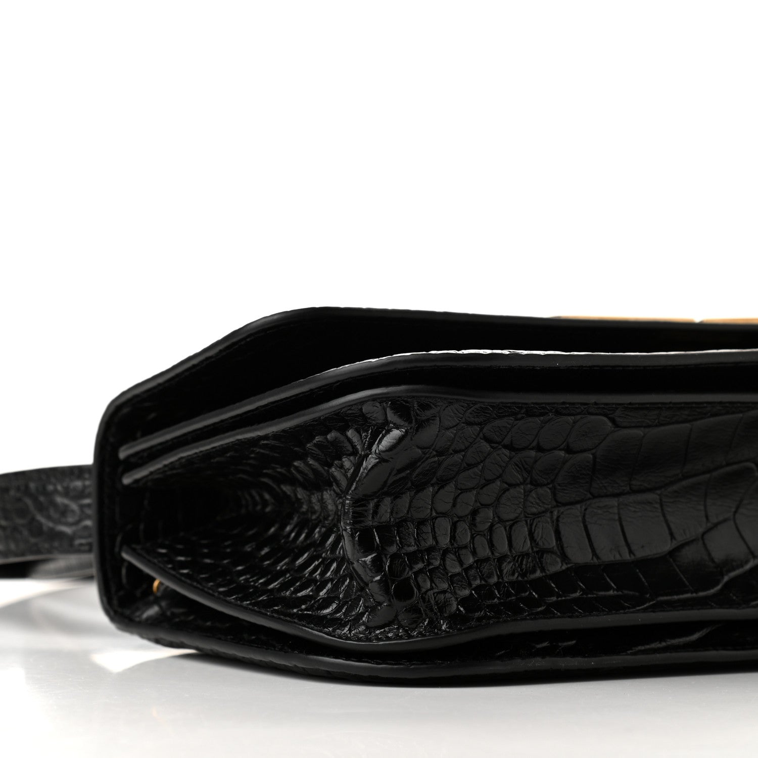 Balenciaga Extra Supple Calfskin Crocodile Embossed Medium Gossip Bag Black 7 of 8
