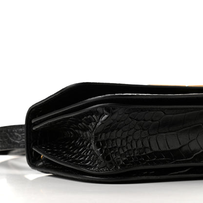 Balenciaga Extra Supple Calfskin Crocodile Embossed Medium Gossip Bag Black 7 of 8