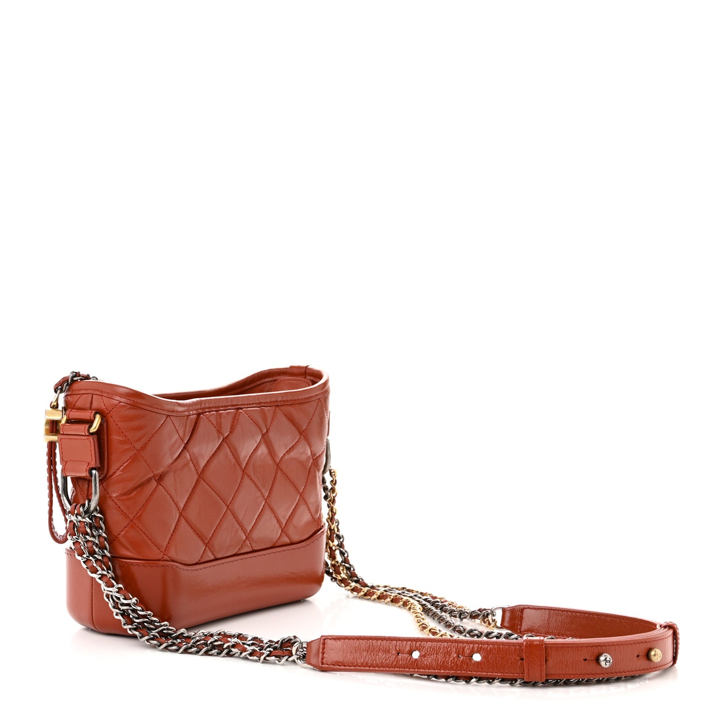 Aged Calfskin Quilted Small Gabrielle Hobo Red