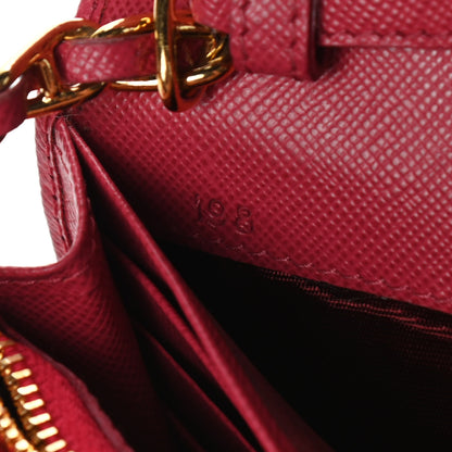 Prada Saffiano Metal Oro Chain Wallet Peonia 10 of 12
