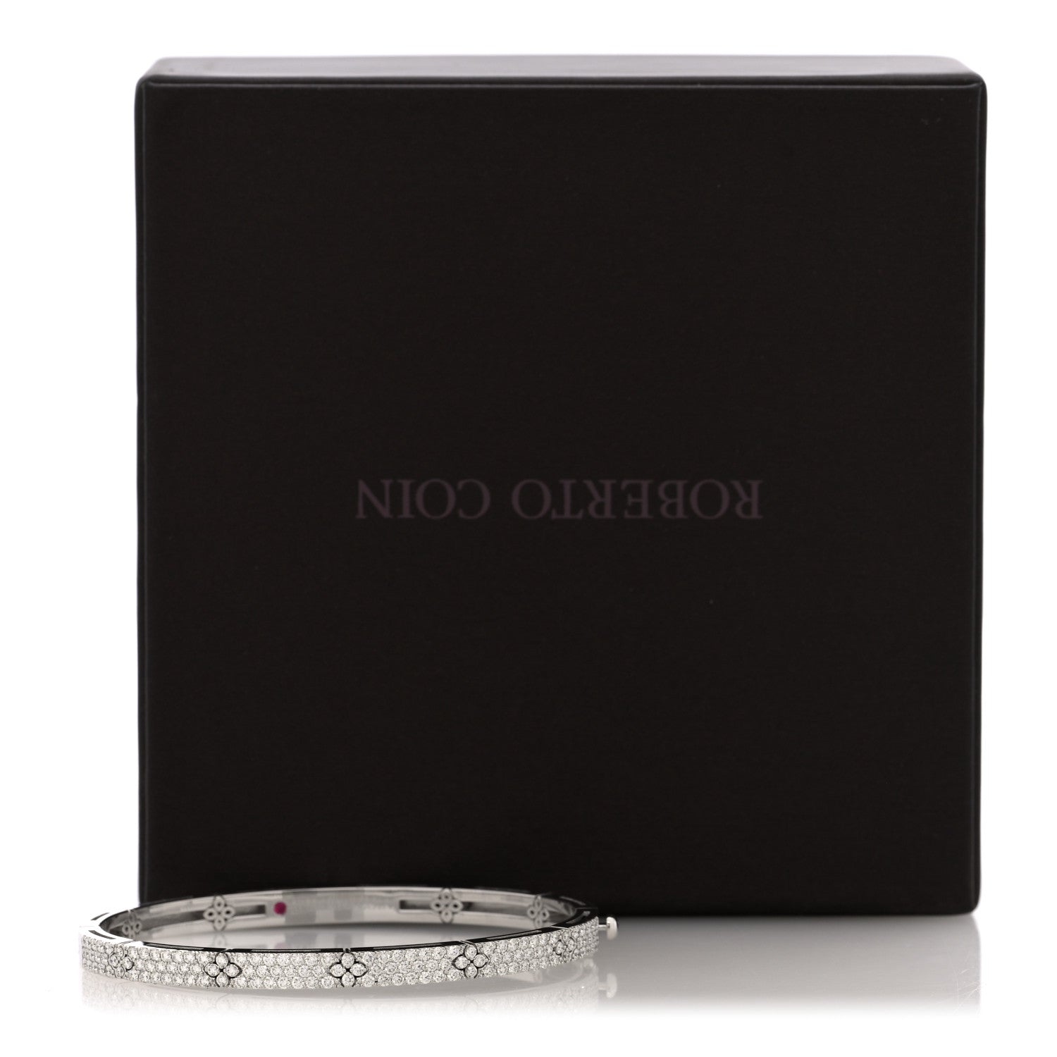 Roberto Coin 18K White Gold Diamond 1.45ctw Love in Verona Pave Bangle Bracelet 4 of 4