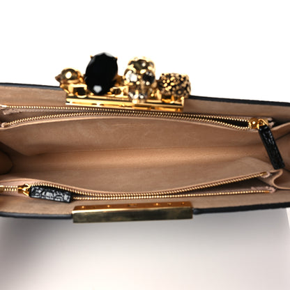 Alexander McQueen Calfskin Crocodile Embossed Knuckle Flat Clutch Black 5 of 9