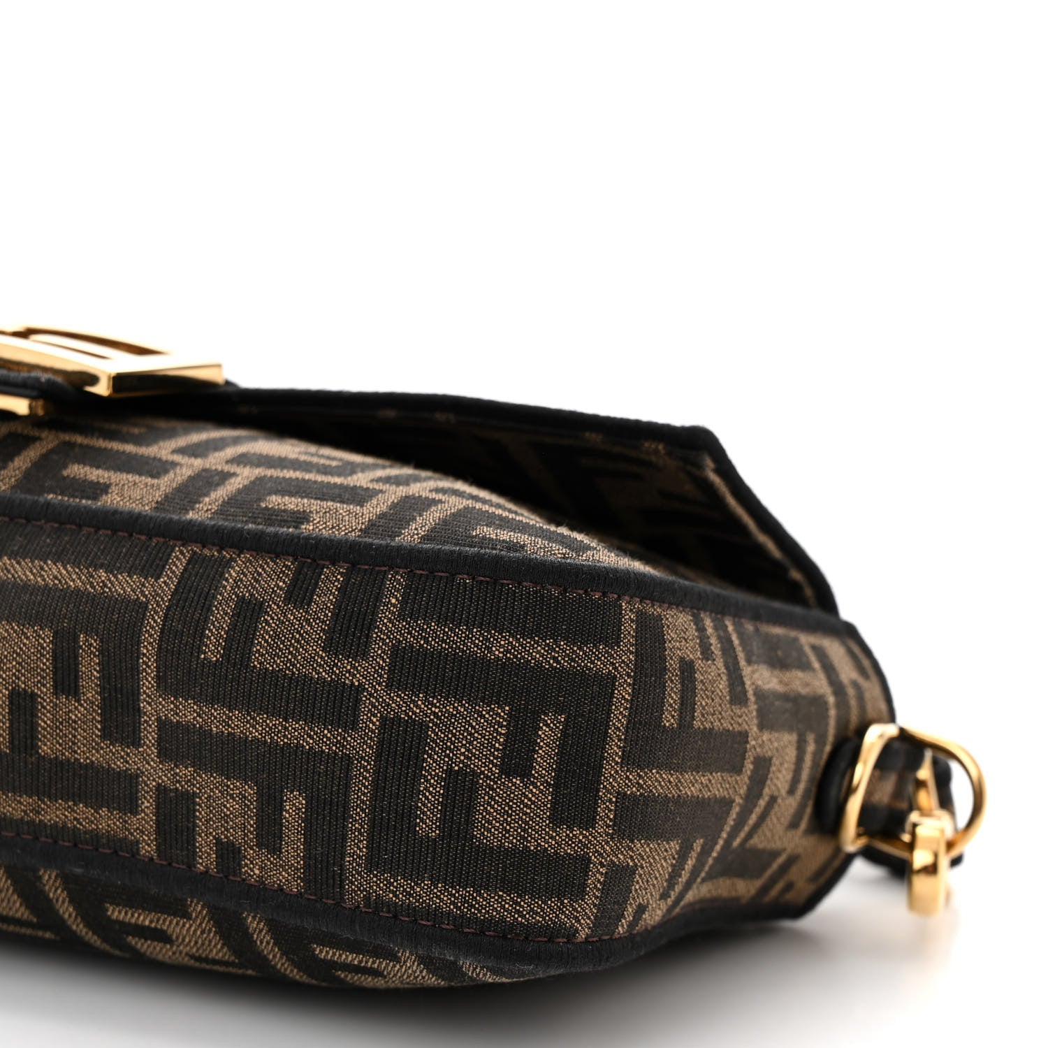 Fendi Fabric Jacquard FF 1974 Medium Baguette Tobacco Moro Black 10 of 11