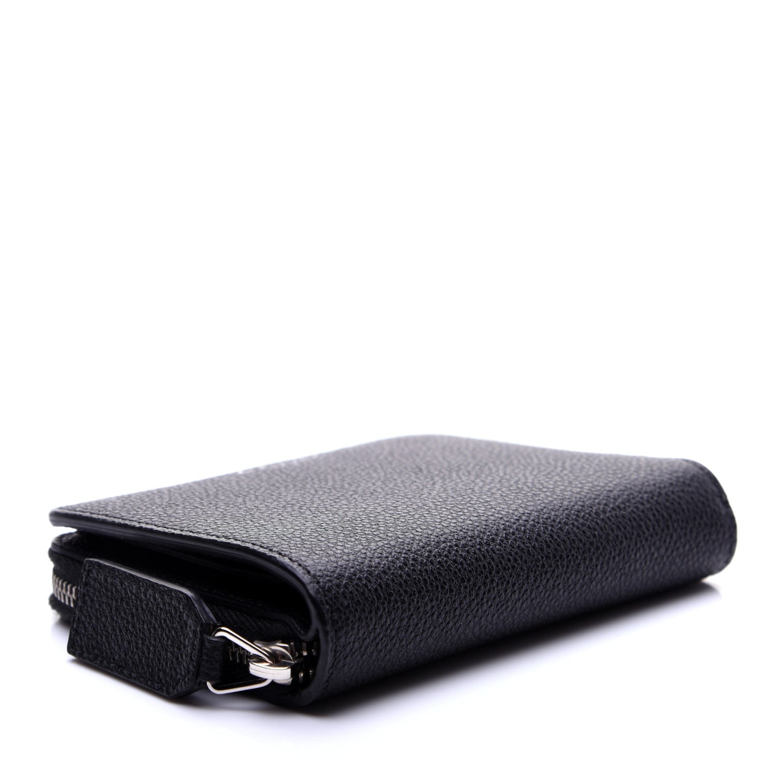 Saint Laurent Grained Calfskin Rive Gauche Compact Zip Around Wallet Black 4 of 11
