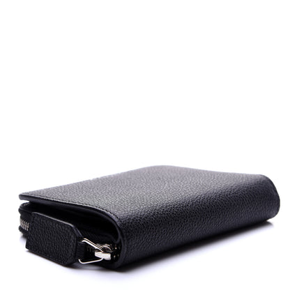 Saint Laurent Grained Calfskin Rive Gauche Compact Zip Around Wallet Black 4 of 11