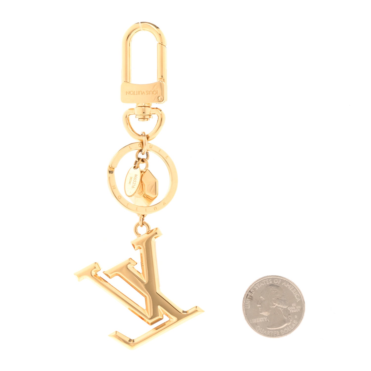 Louis Vuitton Metal LV Facettes Bag Charm Key Holder Gold 2 of 4