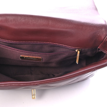 Chanel Shiny Goatskin Quilted Large Chanel 19 Flap Burgundy 4 of 4