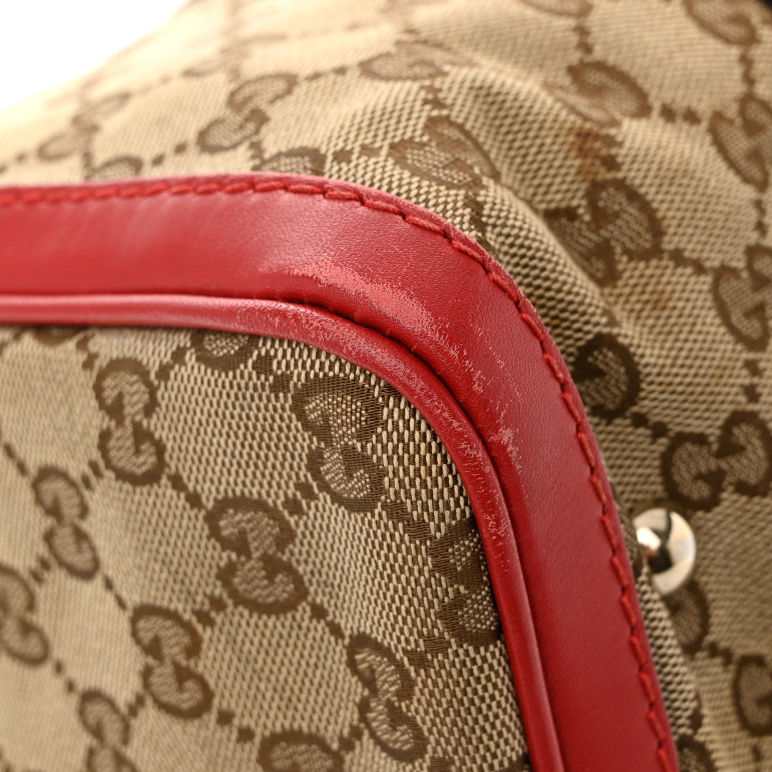 Gucci Monogram Vintage Web Medium Boston Red 11 of 14
