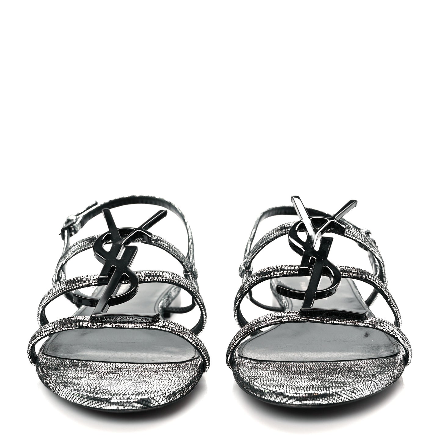 Calfskin Cassandra Monogram Sandals 37.5 Argento