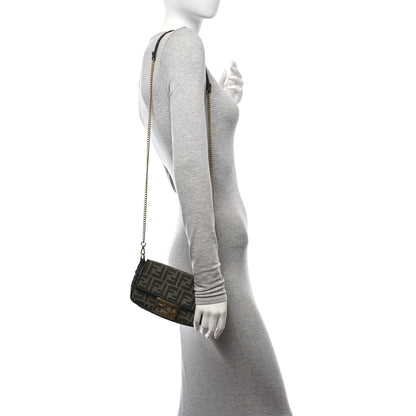 Fendi Fabric Jacquard FF 1974 Mini Baguette Tobacco Moro Black 2 of 9