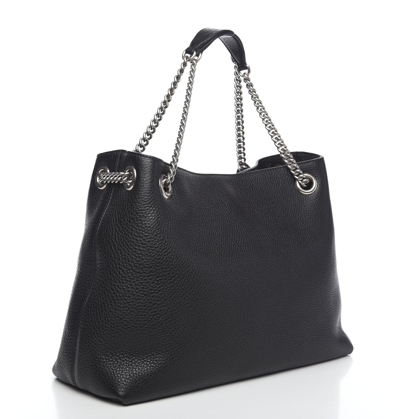 Pebbled Calfskin Studded Medium Soho Chain Shoulder Bag Black
