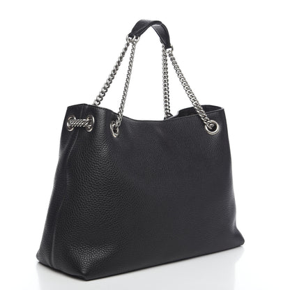 Gucci Pebbled Calfskin Studded Medium Soho Chain Shoulder Bag Black 2 of 8