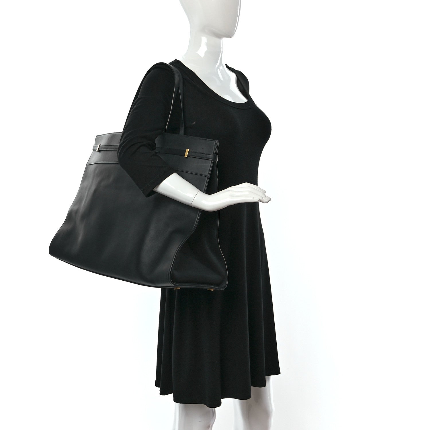Saint Laurent Calfskin Large Manhattan Shopper Tote Black 2 of 14