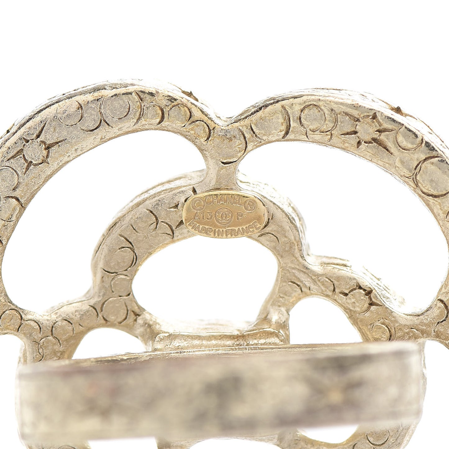 Crystal Pearl CC Camellia Ring Gold