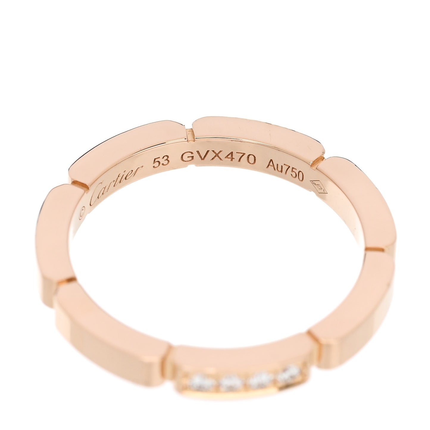 18K Pink Gold Diamond Maillon Panthere Wedding Band Ring 53 6.5