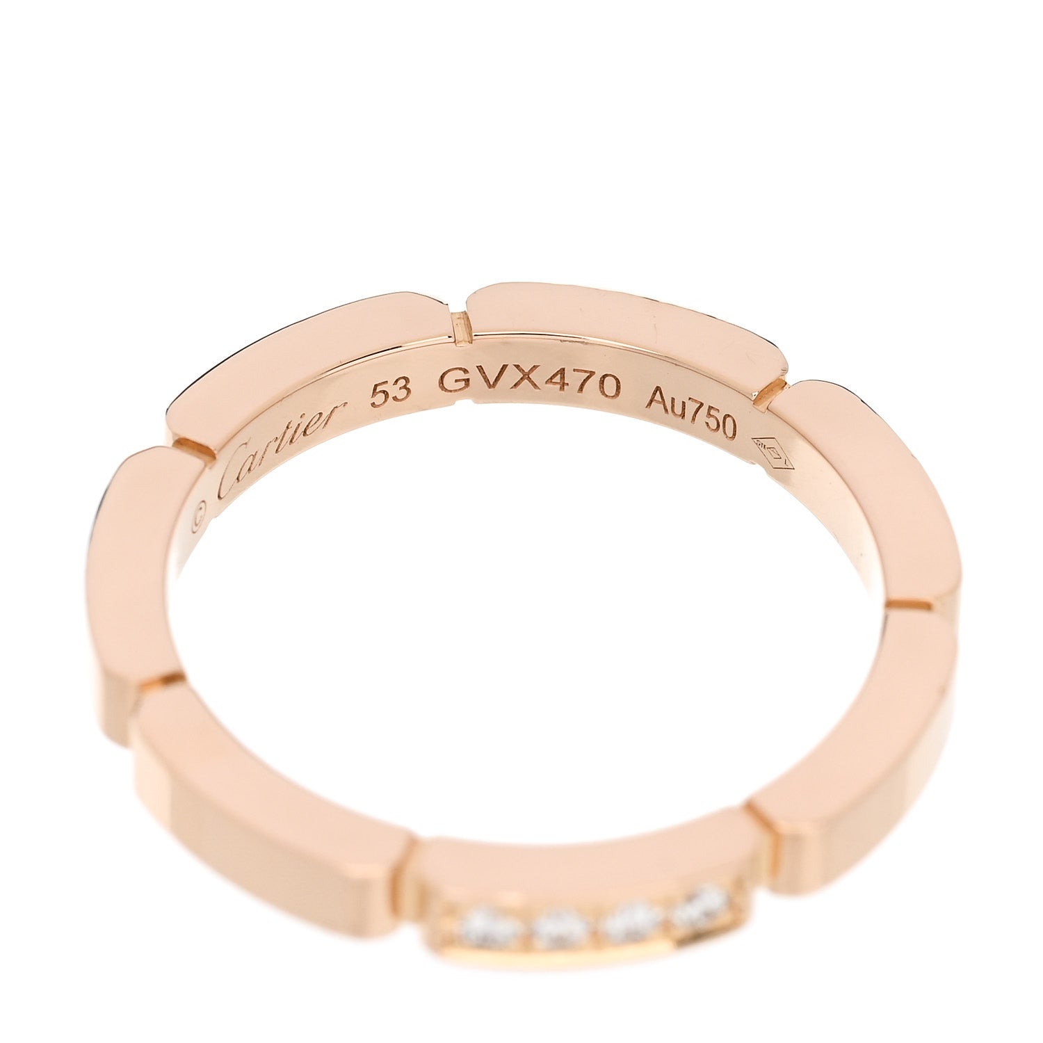 Cartier 18K Pink Gold Diamond Maillon Panthere Wedding Band Ring 53 6.5 4 of 5