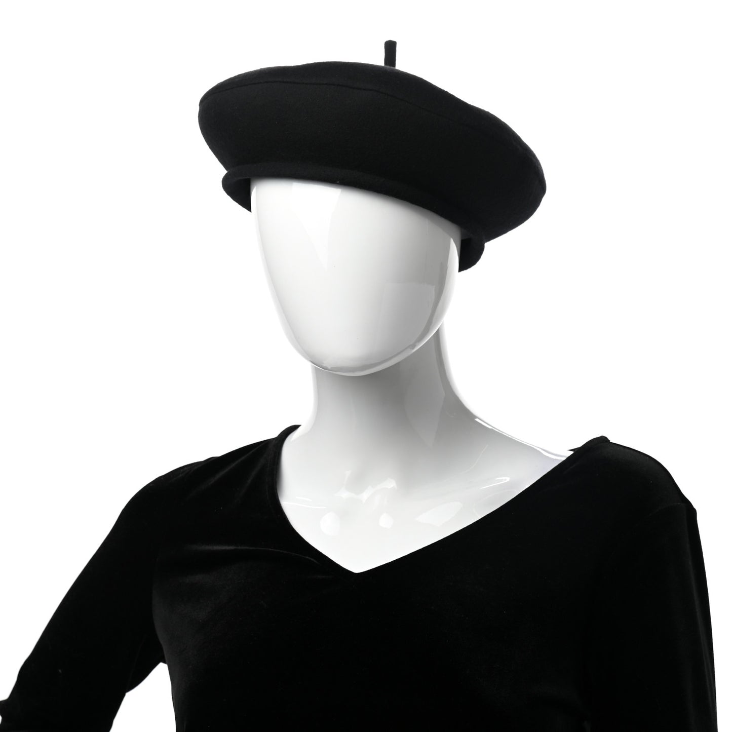 Wool Oblique Reversible Chic Beret 58 Black