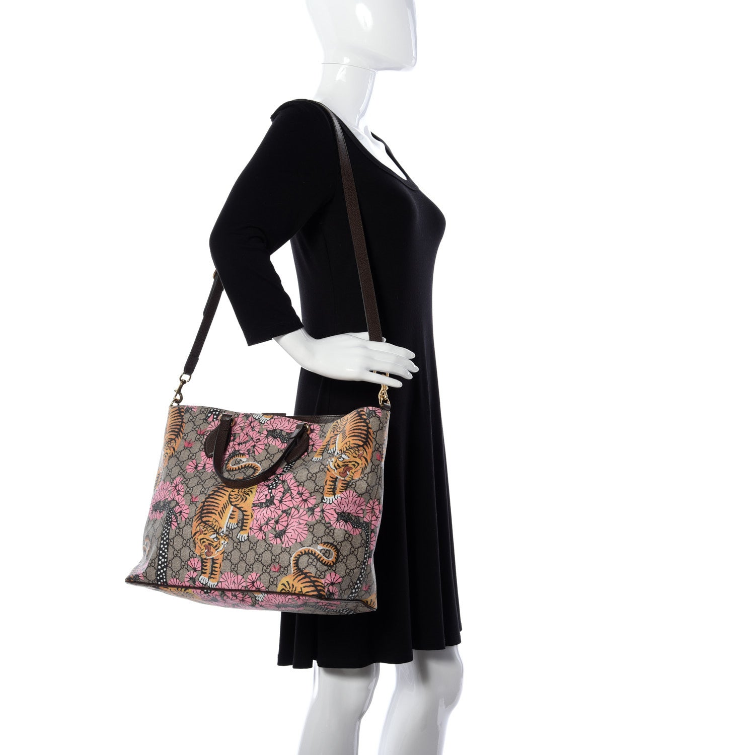 Gucci Soft GG Supreme Monogram Bengal Medium Crossbody Tote Beige Pink 2 of 12