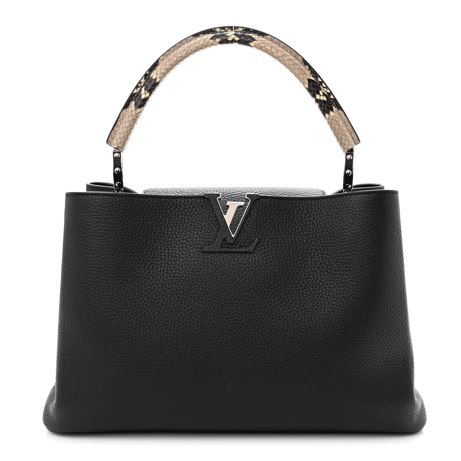 Louis Vuitton Taurillon Snakeskin Capucines MM Black 1 of 12
