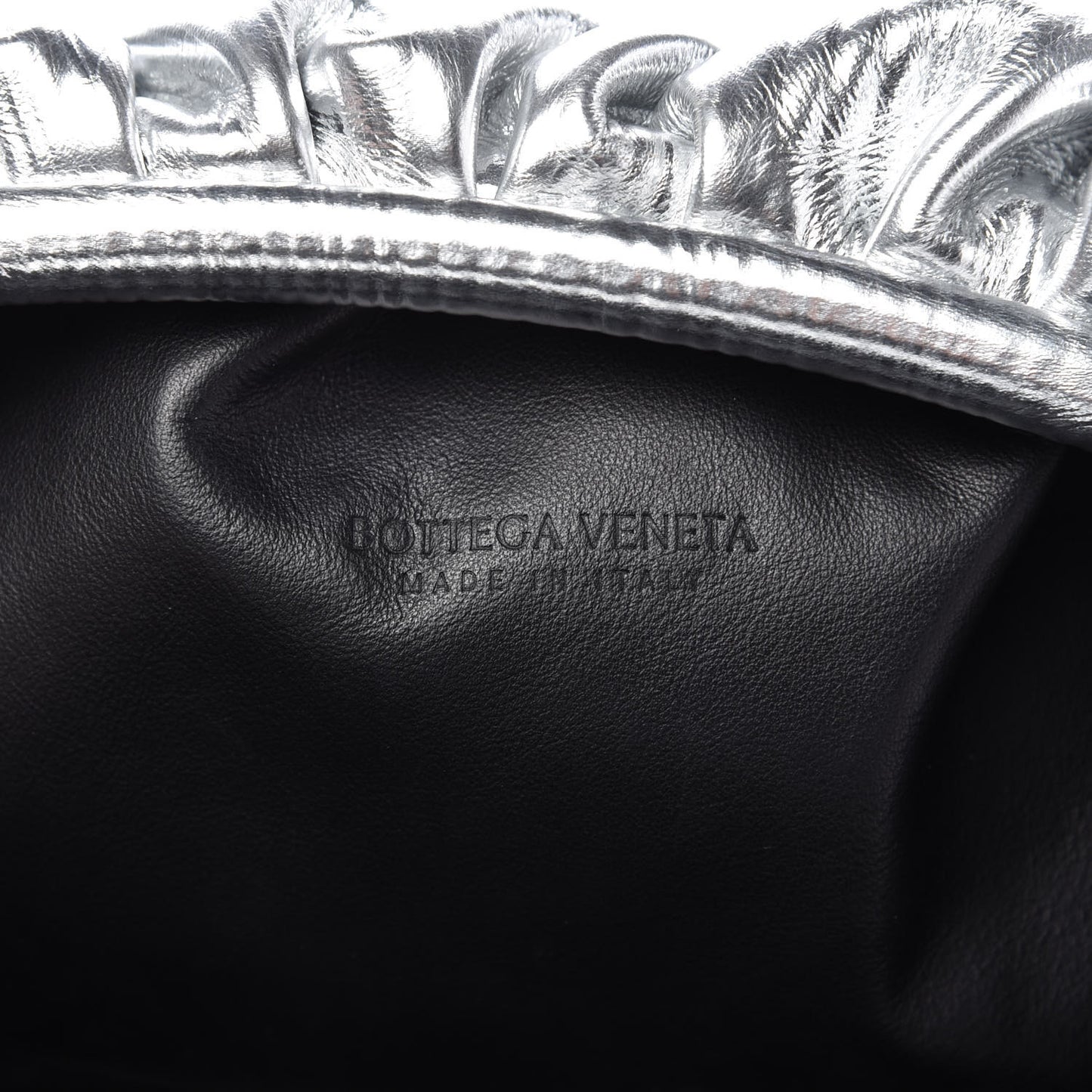 Metallic Bark Calfskin Embossed The Pouch Oversized Clutch Silver
