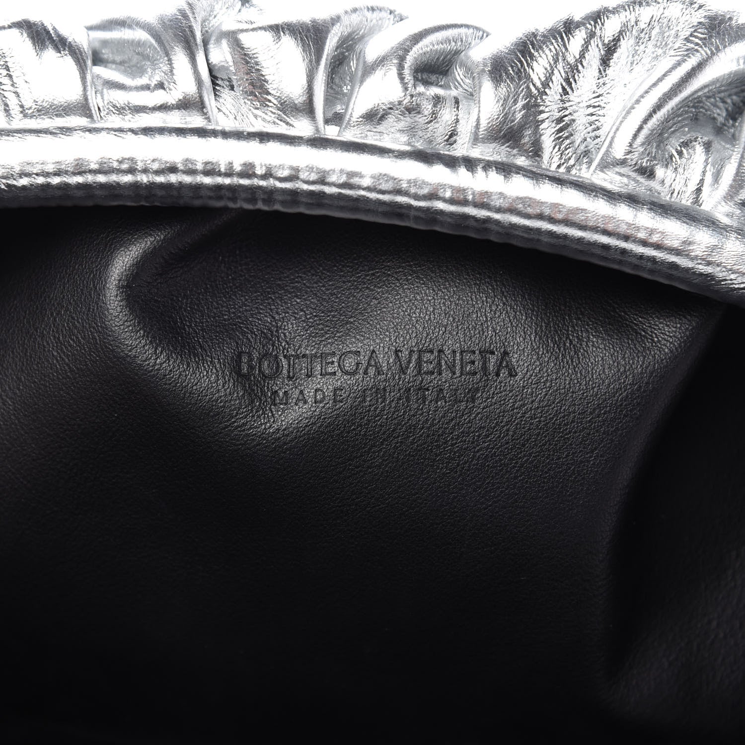 Bottega Veneta Metallic Bark Calfskin Embossed The Pouch Oversized Clutch Silver 8 of 8