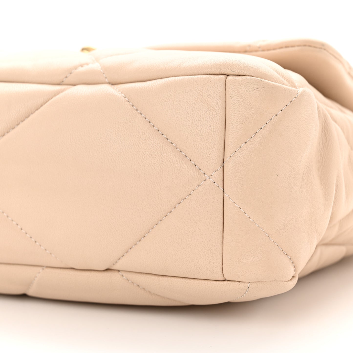 Goatskin Quilted Large Chanel 19 Flap Beige