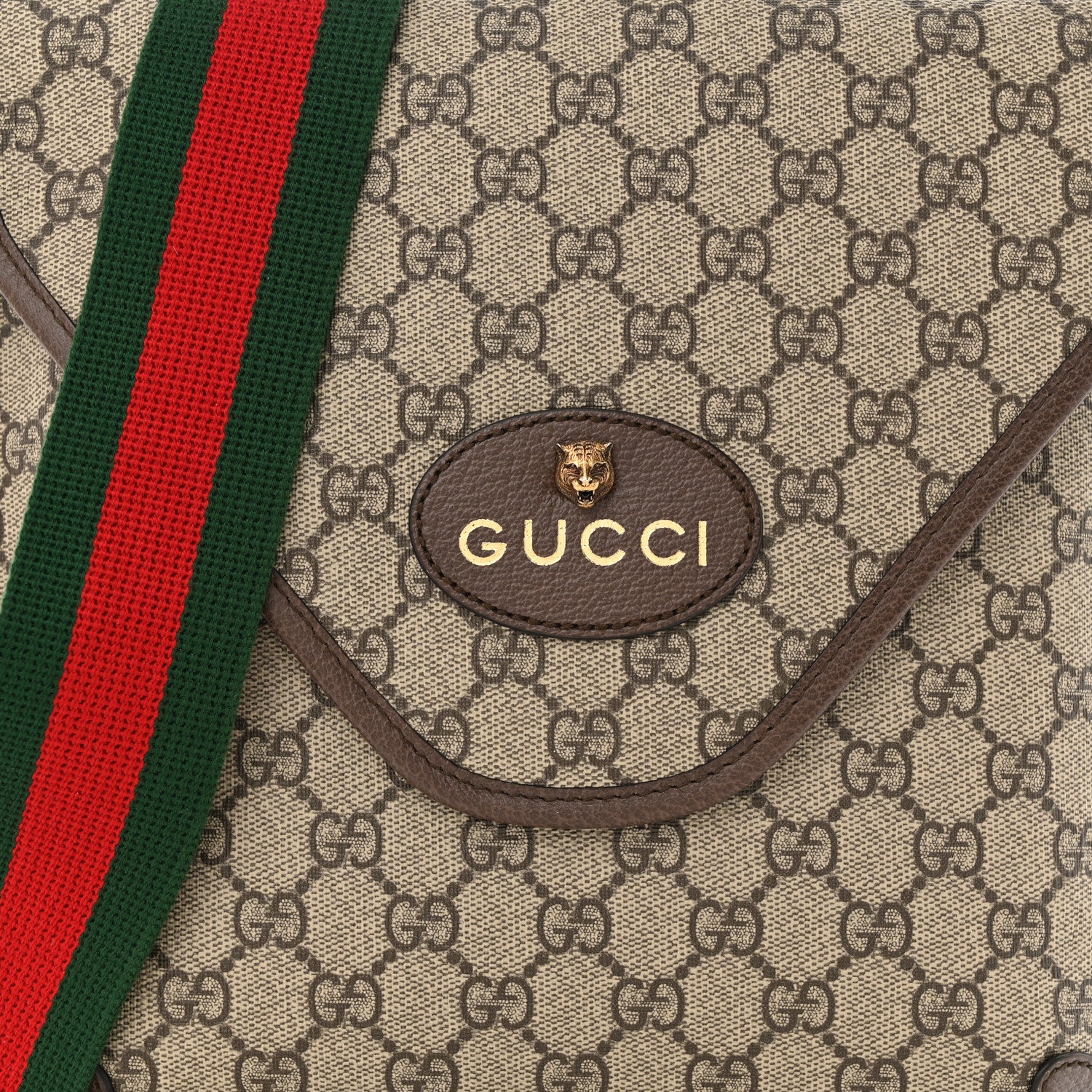 Gucci GG Supreme Monogram Web Medium Neo Vintage Flap Messenger Bag Beige New Acero 8 of 11