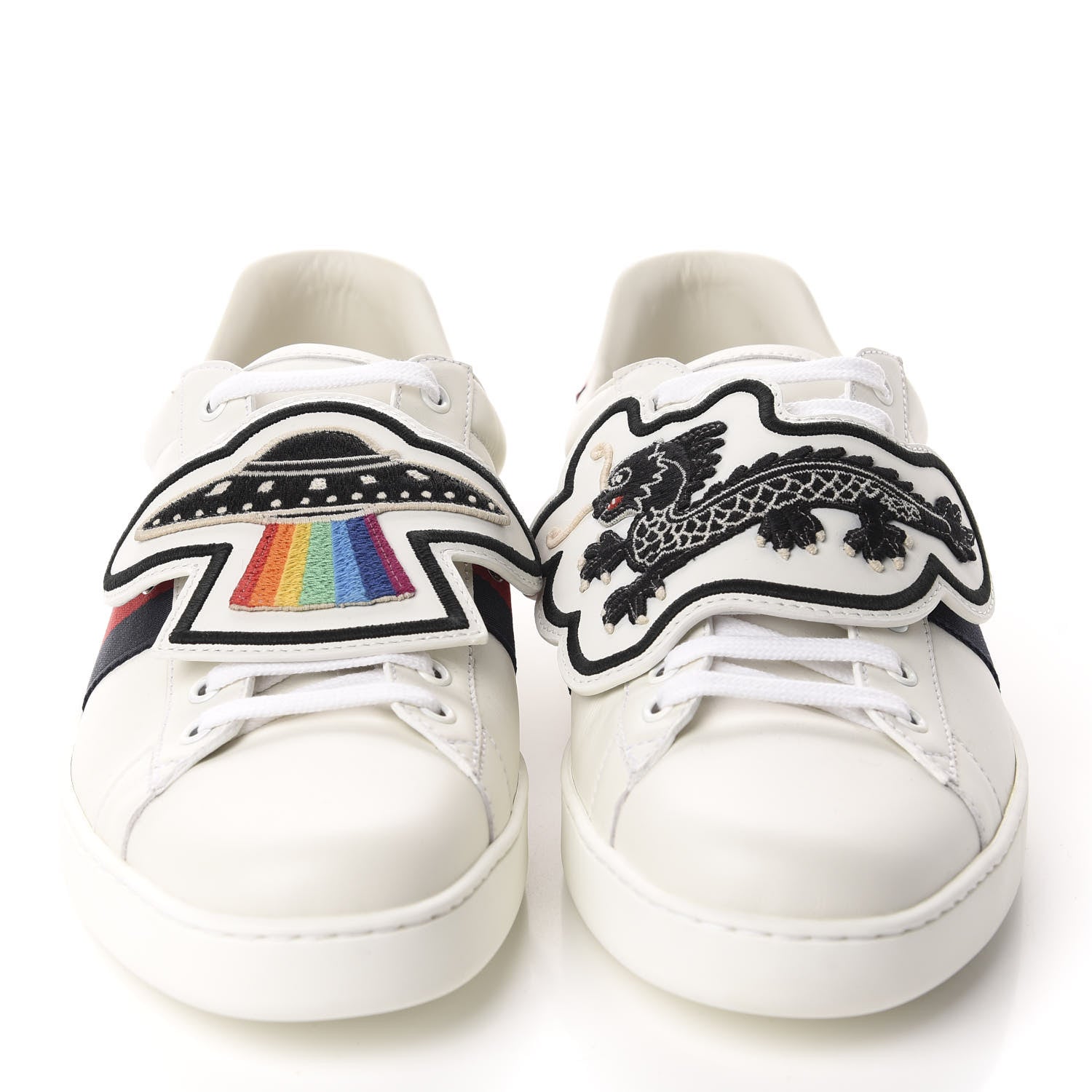 Gucci Calfskin Ayers Web UFO Dragon Embroidered Mens Ace Sneakers 11 White 2 of 10