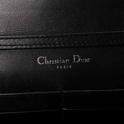 Christian Dior Calfskin Patch Embroidered Diorama Chain Wallet Black 7 of 13