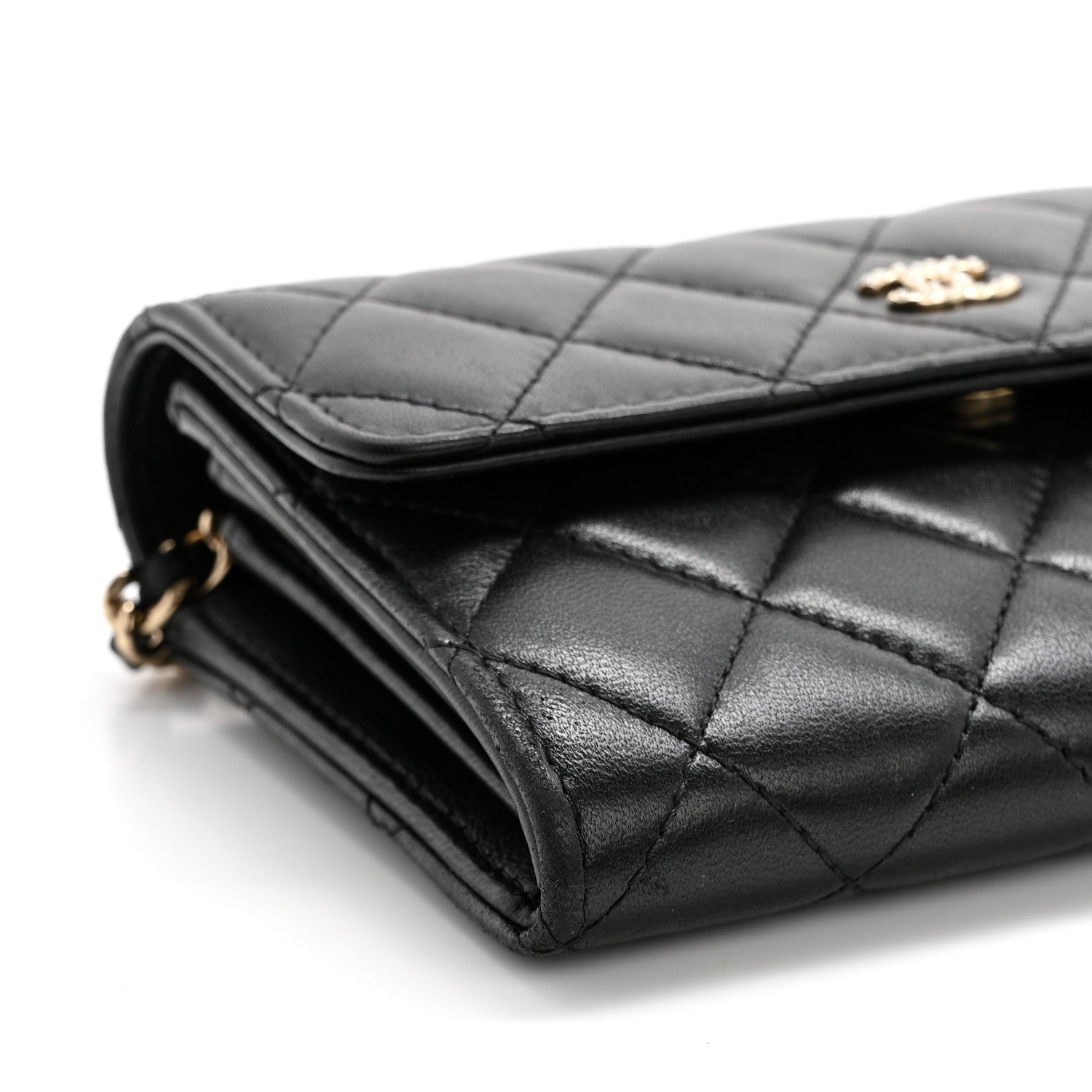 Chanel Lambskin Quilted Pearl My Shoulder Mini French Wallet On Chain WOC Black 11 of 12