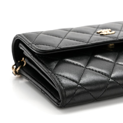 Chanel Lambskin Quilted Pearl My Shoulder Mini French Wallet On Chain WOC Black 11 of 12