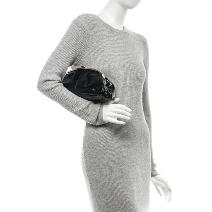 Chanel Glazed Python Timeless Clutch Black 2 of 9