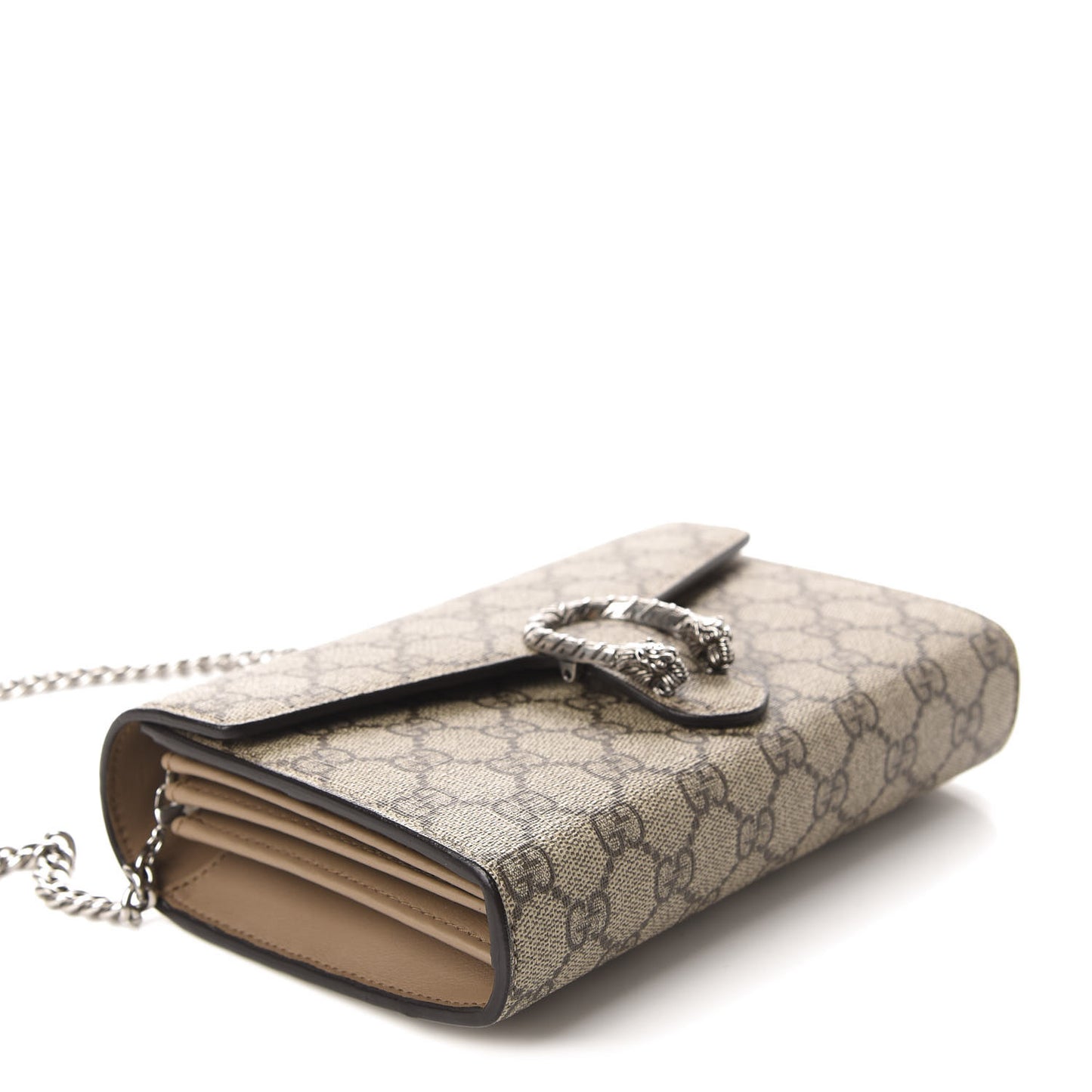 GG Supreme Monogram Mini Dionysus Chain Wallet Beige Taupe