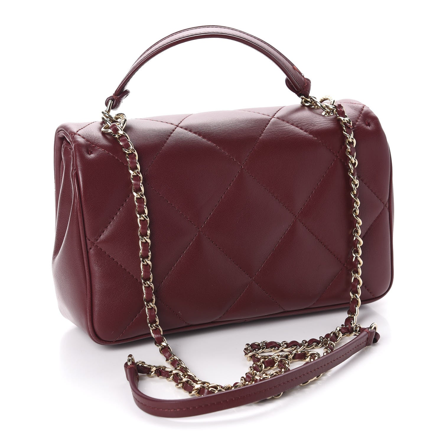 Chanel Lambskin Quilted Small Easy Carry Flap Burgundy 3 of 11