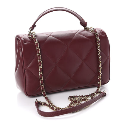 Chanel Lambskin Quilted Small Easy Carry Flap Burgundy 3 of 11