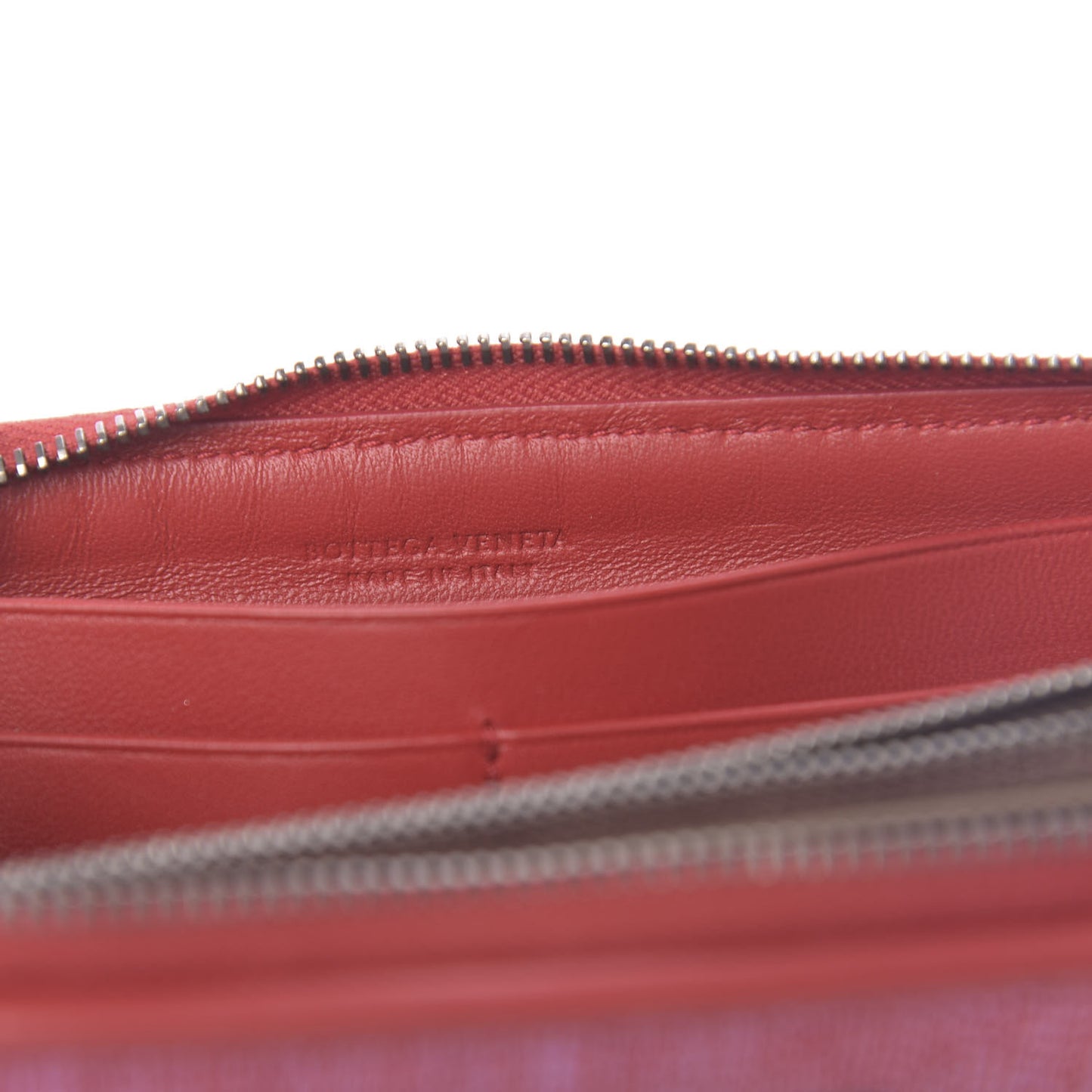 Nappa Intrecciato Poodle Embroidered Zip Around Wallet China Red