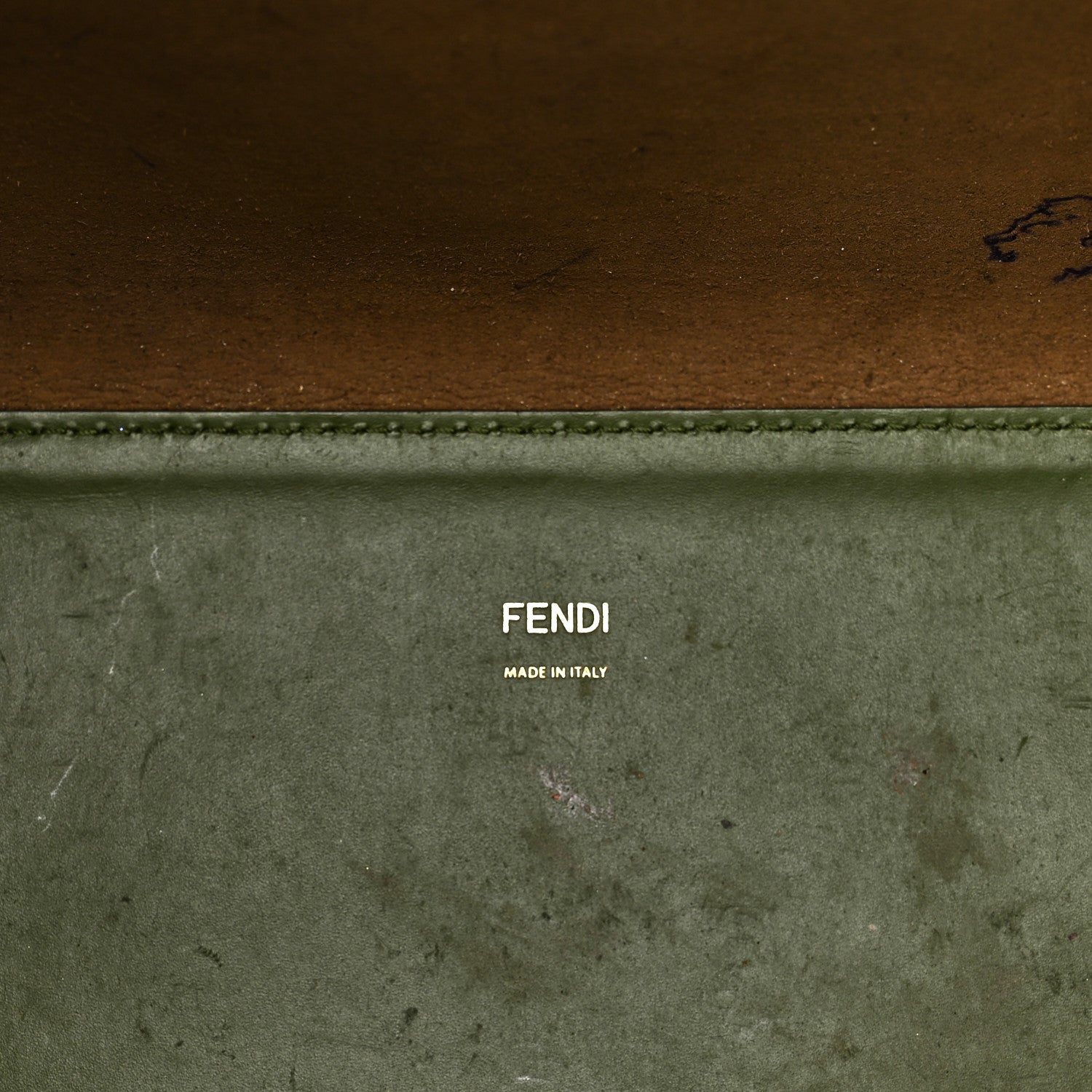Fendi Vitello King Plexiglass Logo Embossed Medium Fendi Sunshine Shopper Tote Avocado 6 of 17