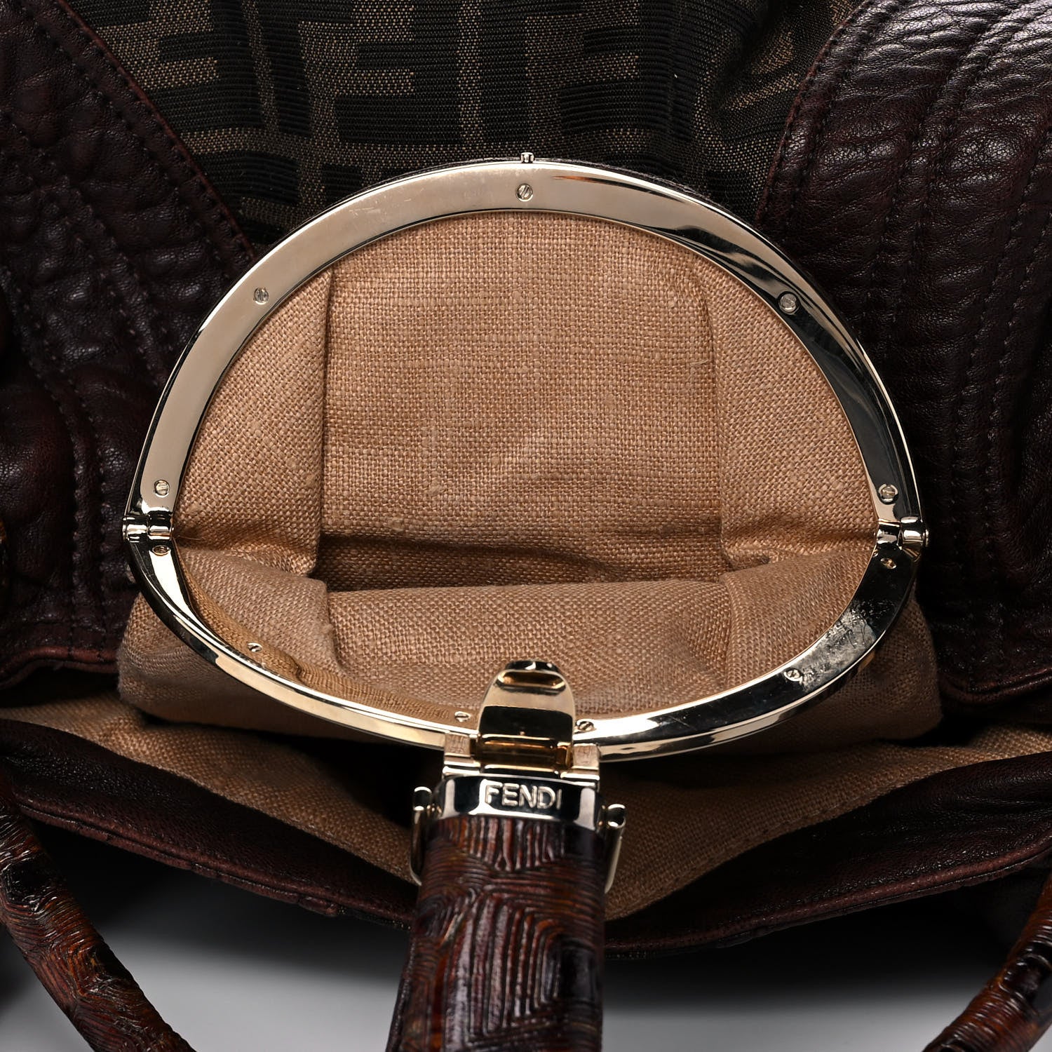 Fendi Zucca Nappa Nuvolata Vitello Tortuga Spy Tobacco Moro 6 of 12