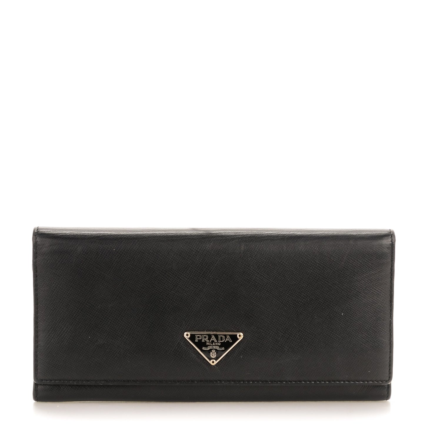 Saffiano Triangle Continental Flap Wallet Nero Black
