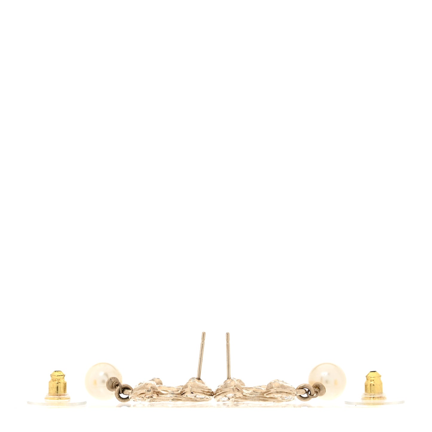 Crystal Pearl CC Drop Earrings Gold