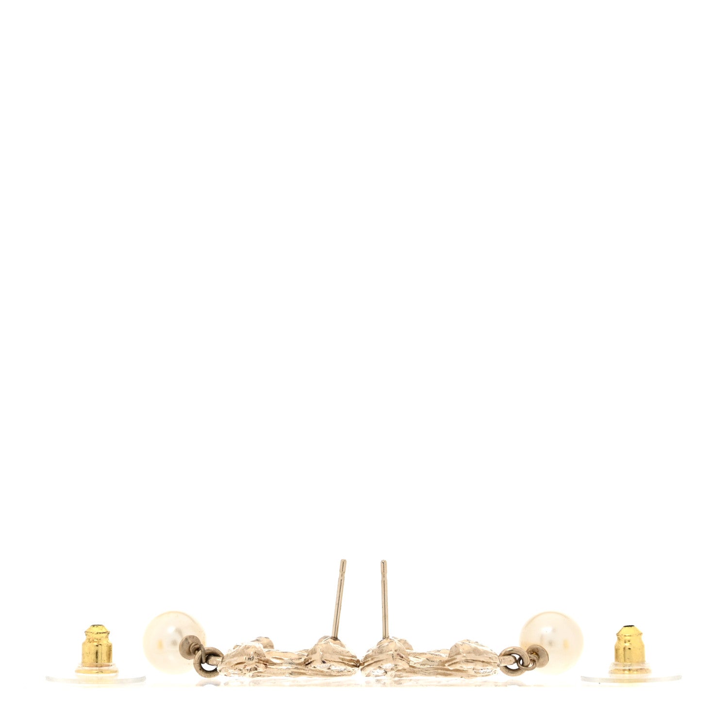 Chanel Crystal Pearl CC Drop Earrings Gold 3 of 5