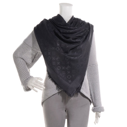 Louis Vuitton Silk Wool Monogram Shawl Anthracite 2 of 5