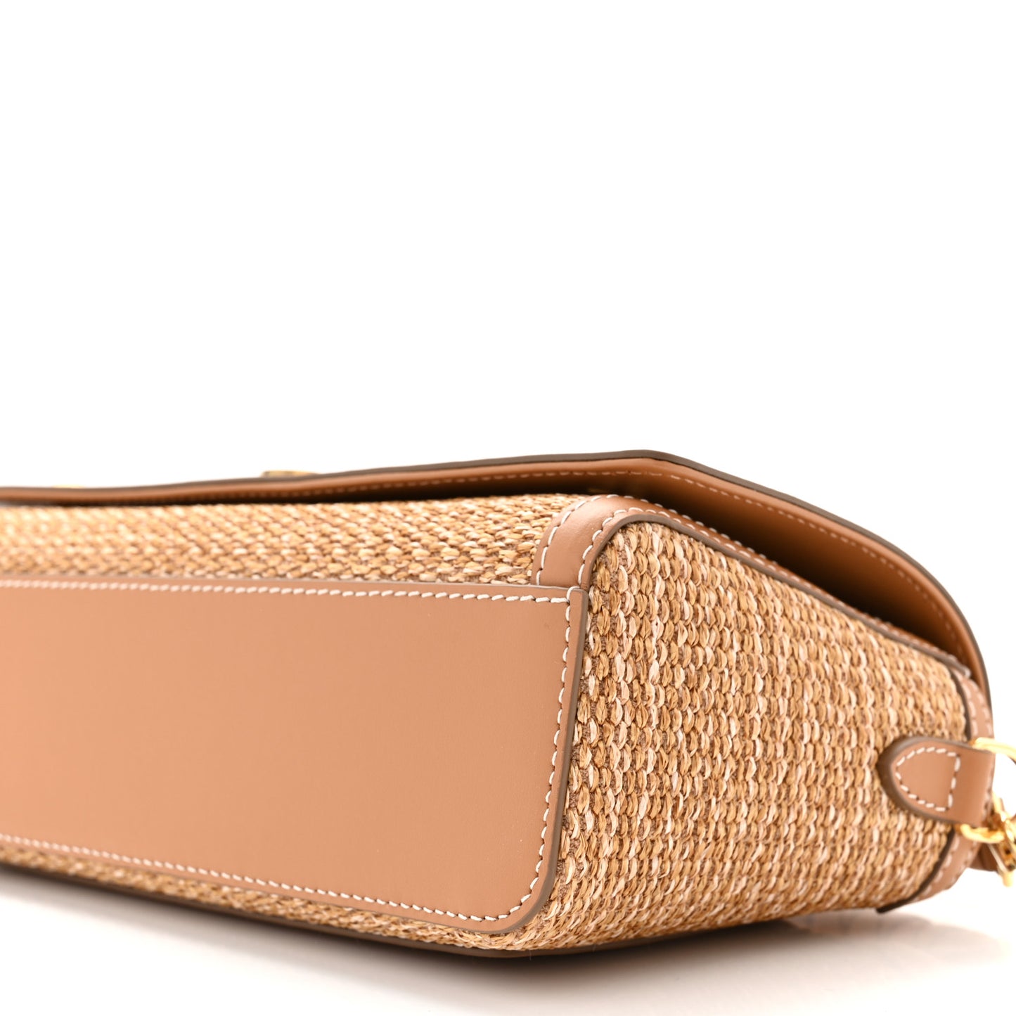 Raffia Calfskin TB Note Crossbody Bag Natural