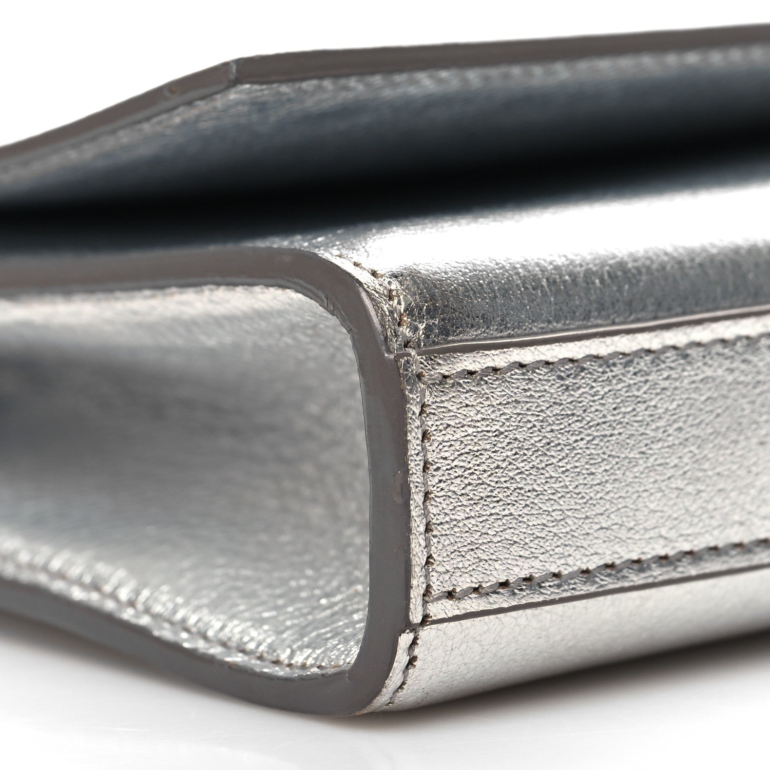Saint Laurent Textured Metallic Calfskin Classic Monogram Cassandre Clutch Silver 8 of 9