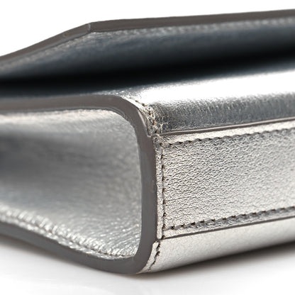 Saint Laurent Textured Metallic Calfskin Classic Monogram Cassandre Clutch Silver 8 of 9