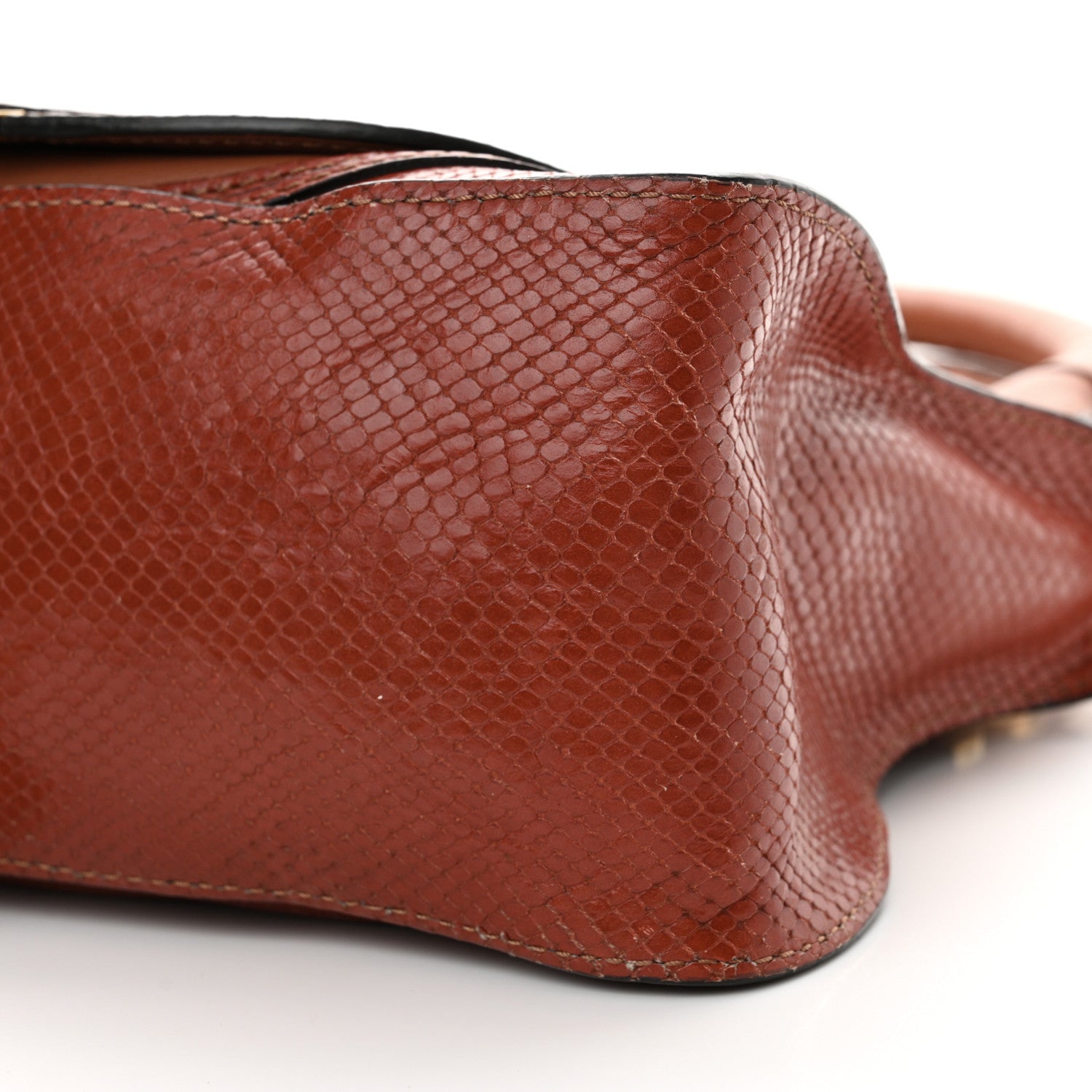 Chloe Snakeskin Embossed Calfskin Medium Marcie Satchel Coral 10 of 13