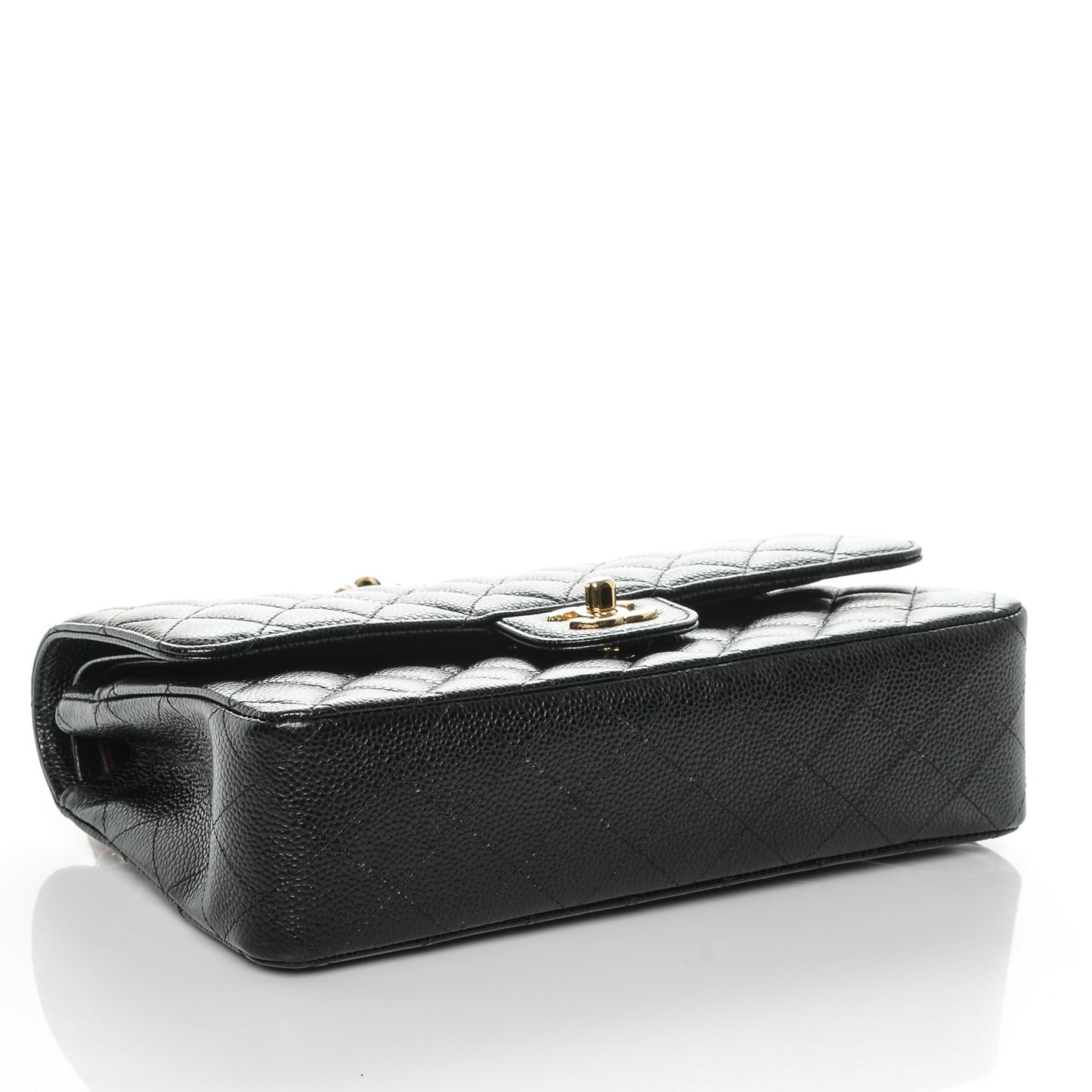 Caviar Quilted Medium Double Flap Black