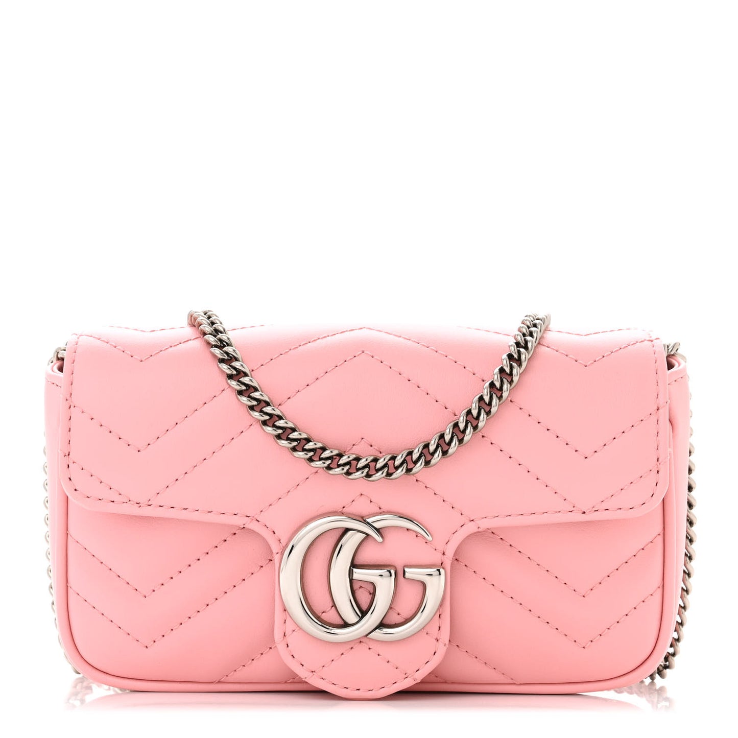 Calfskin Matelasse Super Mini GG Marmont Shoulder Bag Wild Rose