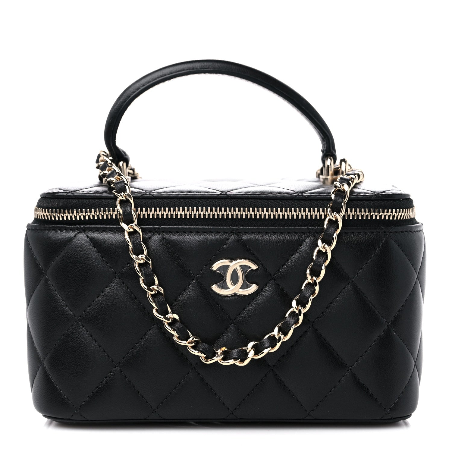 Chanel Lambskin Quilted Small Top Handle Vanity Case With Chain Black 1 of 9